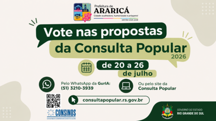 Começa hoje a Consulta Popular 2026; proposta de Araricá para fortalecer a Defesa Civil está na cédula regional