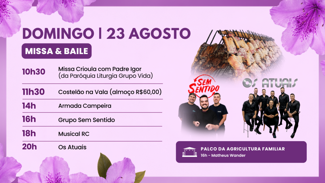 Programação para domingo